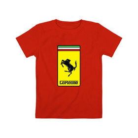 Детская футболка хлопок с принтом Corleone Ferrari в Тюмени, 100% хлопок | круглый вырез горловины, полуприлегающий силуэт, длина до линии бедер | Тематика изображения на принте: 