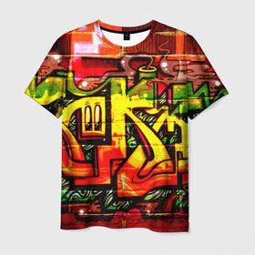 Мужская футболка 3D с принтом Граффити в Тюмени, 100% полиэфир | прямой крой, круглый вырез горловины, длина до линии бедер | grafity | paint | street art | urban | город | граффити | искусство | кирпичи | краски | рисунки | стена | улицы | уличное искусство
