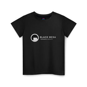 Детская футболка хлопок с принтом Black mesa logo в Тюмени, 100% хлопок | круглый вырез горловины, полуприлегающий силуэт, длина до линии бедер | Тематика изображения на принте: black mesa | black mesa logo | research facility