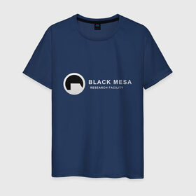 Мужская футболка хлопок с принтом Black mesa logo в Тюмени, 100% хлопок | прямой крой, круглый вырез горловины, длина до линии бедер, слегка спущенное плечо. | black mesa | black mesa logo | research facility