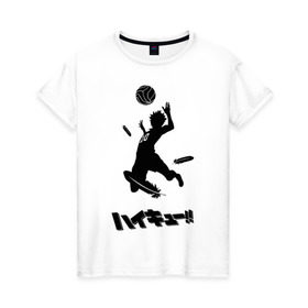 Женская футболка хлопок с принтом Haikyuu!! Shouyou Hinata в Тюмени, 100% хлопок | прямой крой, круглый вырез горловины, длина до линии бедер, слегка спущенное плечо | haikyuu | shouyou hinata | волейбол | волейбол аниме | шоё хината