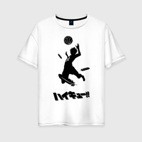 Женская футболка хлопок Oversize с принтом Haikyuu!! Shouyou Hinata в Тюмени, 100% хлопок | свободный крой, круглый ворот, спущенный рукав, длина до линии бедер
 | haikyuu | shouyou hinata | волейбол | волейбол аниме | шоё хината