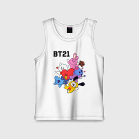 Детская майка хлопок с принтом BT21 Mascots в Тюмени,  |  | bangtan boys | bt21mascots | bts | chimmy | cooky | koya | mang | rj | shooky | tata | van