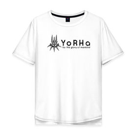 Мужская футболка хлопок Oversize с принтом YoRHa Logo в Тюмени, 100% хлопок | свободный крой, круглый ворот, “спинка” длиннее передней части | nier automata | nier automata logo | yorha