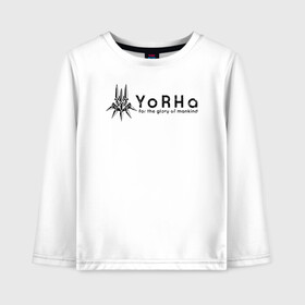 Детский лонгслив хлопок с принтом YoRHa Logo в Тюмени, 100% хлопок | круглый вырез горловины, полуприлегающий силуэт, длина до линии бедер | nier automata | nier automata logo | yorha
