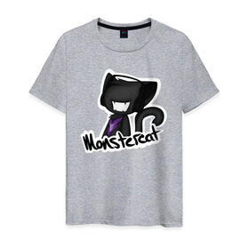 Мужская футболка хлопок с принтом Monstercat в Тюмени, 100% хлопок | прямой крой, круглый вырез горловины, длина до линии бедер, слегка спущенное плечо. | monstercat | клуб | клубная музыка | кот | котенок | кошка | лейбл | монстар | монстар кет | монстер | музыка | танцевальная музыка | электронная | электронная музыка