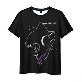 Мужская футболка 3D с принтом Monstercat в Тюмени, 100% полиэфир | прямой крой, круглый вырез горловины, длина до линии бедер | monstercat | клуб | клубная музыка | кот | котенок | кошка | лейбл | монстар | монстар кет | монстер | музыка | танцевальная музыка | электронная | электронная музыка