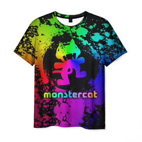 Мужская футболка 3D с принтом Monstercat в Тюмени, 100% полиэфир | прямой крой, круглый вырез горловины, длина до линии бедер | monstercat | клуб | клубная музыка | кот | котенок | кошка | лейбл | монстар | монстар кет | монстер | музыка | танцевальная музыка | электронная | электронная музыка