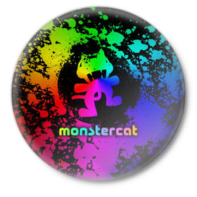 Значок с принтом Monstercat в Тюмени,  металл | круглая форма, металлическая застежка в виде булавки | monstercat | клуб | клубная музыка | кот | котенок | кошка | лейбл | монстар | монстар кет | монстер | музыка | танцевальная музыка | электронная | электронная музыка