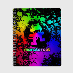 Тетрадь с принтом Monstercat в Тюмени, 100% бумага | 48 листов, плотность листов — 60 г/м2, плотность картонной обложки — 250 г/м2. Листы скреплены сбоку удобной пружинной спиралью. Уголки страниц и обложки скругленные. Цвет линий — светло-серый
 | Тематика изображения на принте: monstercat | клуб | клубная музыка | кот | котенок | кошка | лейбл | монстар | монстар кет | монстер | музыка | танцевальная музыка | электронная | электронная музыка