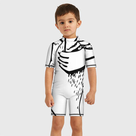 Детский купальный костюм 3D с принтом Нерпа Нина с Байкалом в Тюмени, Полиэстер 85%, Спандекс 15% | застежка на молнии на спине | Тематика изображения на принте: baikal | irkutsk | байкал | иркутск | нерпа