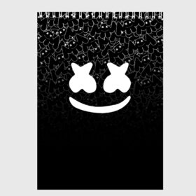 Скетчбук с принтом MARSHMELLO BLACK в Тюмени, 100% бумага
 | 48 листов, плотность листов — 100 г/м2, плотность картонной обложки — 250 г/м2. Листы скреплены сверху удобной пружинной спиралью | black | dj | marshmello | usa | америка | клубная музыка | маршмелло | музыка | музыкант