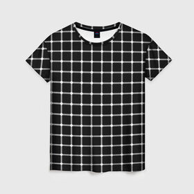 Женская футболка 3D с принтом Неуловимые серый точки в Тюмени, 100% полиэфир ( синтетическое хлопкоподобное полотно) | прямой крой, круглый вырез горловины, длина до линии бедер | иллюзия | кажется | квадраты | клетка | круги | линии | полосы | сетка | точки | ячейка