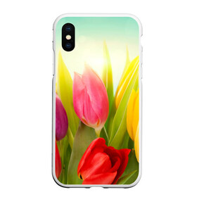 Чехол для iPhone XS Max матовый с принтом Тюльпаны в Тюмени, Силикон | Область печати: задняя сторона чехла, без боковых панелей | бабушке | девочке | девушке | дочке | желтые цветы | женщине | маме | подруге | природа | розовые цветы | розы | сестре | теще | тюльпаны | цветы