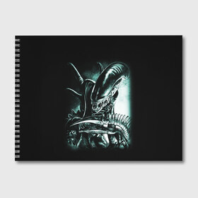 Альбом для рисования с принтом Чужой в Тюмени, 100% бумага
 | матовая бумага, плотность 200 мг. | alien | aliens | xenomorph | ксеноморф | монстры | ужасы | чужие | чужой