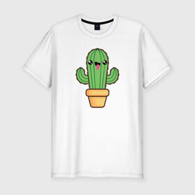 Мужская футболка премиум с принтом Кактус в Тюмени, 92% хлопок, 8% лайкра | приталенный силуэт, круглый вырез ворота, длина до линии бедра, короткий рукав | Тематика изображения на принте: cactus | кактус
