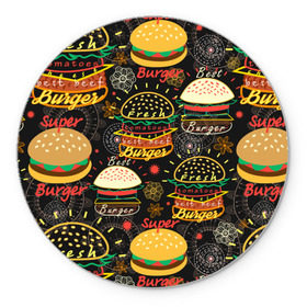 Коврик круглый с принтом Гамбургеры в Тюмени, резина и полиэстер | круглая форма, изображение наносится на всю лицевую часть | Тематика изображения на принте: hamburgers | sandwic | булочка | бутерброды | быстрая | гамбургер | гамбургеры | геометрический | графика | еда | зелень | иллюстрация | картинка | кунжут | мода | мясо | надпись | орнамент | рисунок | свежий