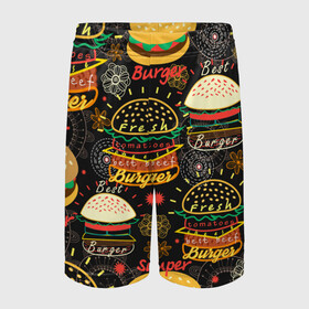 Детские спортивные шорты 3D с принтом Гамбургеры в Тюмени,  100% полиэстер
 | пояс оформлен широкой мягкой резинкой, ткань тянется
 | hamburgers | sandwic | булочка | бутерброды | быстрая | гамбургер | гамбургеры | геометрический | графика | еда | зелень | иллюстрация | картинка | кунжут | мода | мясо | надпись | орнамент | рисунок | свежий