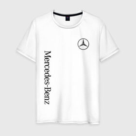 Мужская футболка хлопок с принтом MERCEDES-BENZ в Тюмени, 100% хлопок | прямой крой, круглый вырез горловины, длина до линии бедер, слегка спущенное плечо. | amg | auto | mercedes | sport | авто | автомобиль | автомобильные | амг | бренд | марка | машины | мерседес | спорт