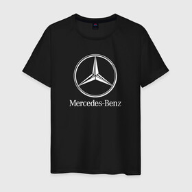 Мужская футболка хлопок с принтом MERCEDES-BENZ AMG в Тюмени, 100% хлопок | прямой крой, круглый вырез горловины, длина до линии бедер, слегка спущенное плечо. | amg | auto | mercedes | sport | авто | автомобиль | автомобильные | амг | бренд | марка | машины | мерседес | спорт