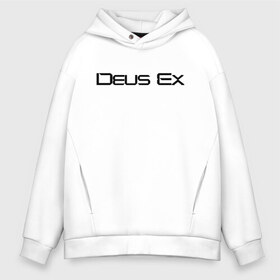 Мужское худи Oversize хлопок с принтом DEUS EX в Тюмени, френч-терри — 70% хлопок, 30% полиэстер. Мягкий теплый начес внутри —100% хлопок | боковые карманы, эластичные манжеты и нижняя кромка, капюшон на магнитной кнопке | Тематика изображения на принте: cyberpunk | deus ex | future | game | будущ | игра | киберпанк