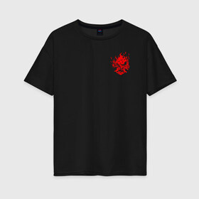 Женская футболка хлопок Oversize с принтом CYBERPUNK 2077 (НА СПИНЕ) в Тюмени, 100% хлопок | свободный крой, круглый ворот, спущенный рукав, длина до линии бедер
 | 2019 | cd project red | cyberpunk 2077 | future | hack | night city | samurai | sci fi | андроиды | безумие | будущее | киберпанк 2077 | логотип | роботы | самураи | фантастика | цифры