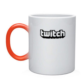Кружка хамелеон с принтом Twitch в Тюмени, керамика | меняет цвет при нагревании, емкость 330 мл | game | gamer | logo | twitch | twitties | игры | логотип | стрим | твитч