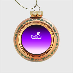 Стеклянный ёлочный шар с принтом Twitch в Тюмени, Стекло | Диаметр: 80 мм | game | gamer | logo | twitch | twitties | градиент | игры | логотип | стрим | твитч
