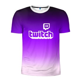Мужская футболка 3D спортивная с принтом Twitch в Тюмени, 100% полиэстер с улучшенными характеристиками | приталенный силуэт, круглая горловина, широкие плечи, сужается к линии бедра | game | gamer | logo | twitch | twitties | градиент | игры | логотип | стрим | твитч