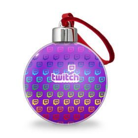 Ёлочный шар с принтом Twitch в Тюмени, Пластик | Диаметр: 77 мм | game | gamer | logo | twitch | twitties | градиент | игры | логотип | стрим | твитч | текстура