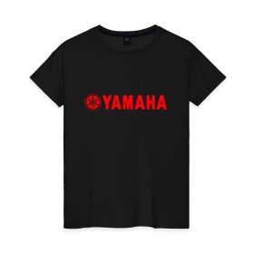 Женская футболка хлопок с принтом YAMAHA в Тюмени, 100% хлопок | прямой крой, круглый вырез горловины, длина до линии бедер, слегка спущенное плечо | bike | moto | motorcycle | r1 | r6 | yamaha | байк | мото | мотоциклы | ямаха