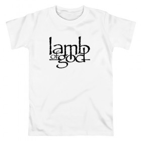 Мужская футболка хлопок с принтом Lamb Of God в Тюмени, 100% хлопок | прямой крой, круглый вырез горловины, длина до линии бедер, слегка спущенное плечо. | Тематика изображения на принте: groove thrash | lamb of god | usa