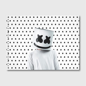 Альбом для рисования с принтом MARSHMELLO White в Тюмени, 100% бумага
 | матовая бумага, плотность 200 мг. | marsh | marshmallow | marshmello | marshmelo | mello | music | smile | диджей | лого | маршмеллов | маршмеллоу | маршмеллу | маршмело | маршмелов | маршмелоу | музыка | музыкант | рожица | трэп | улыбка | хаус