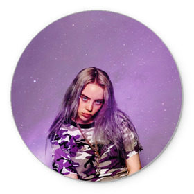 Коврик для мышки круглый с принтом Billie Eilish в Тюмени, резина и полиэстер | круглая форма, изображение наносится на всю лицевую часть | billie eilish | lovely | music | ocean eyes | pop | билли айлиш | девушка | музыка | океан | поп | эйлиш | элиш