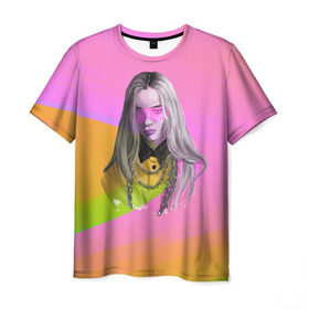 Мужская футболка 3D с принтом Billie Eilish в Тюмени, 100% полиэфир | прямой крой, круглый вырез горловины, длина до линии бедер | billie eilish | lovely | music | ocean eyes | pop | билли айлиш | девушка | музыка | океан | поп | эйлиш | элиш