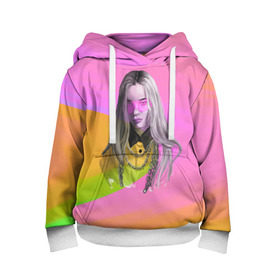 Детская толстовка 3D с принтом Billie Eilish в Тюмени, 100% полиэстер | двухслойный капюшон со шнурком для регулировки, мягкие манжеты на рукавах и по низу толстовки, спереди карман-кенгуру с мягким внутренним слоем | Тематика изображения на принте: billie eilish | lovely | music | ocean eyes | pop | билли айлиш | девушка | музыка | океан | поп | эйлиш | элиш