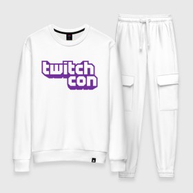 Женский костюм хлопок с принтом TwitchCon в Тюмени, 100% хлопок | на свитшоте круглая горловина, мягкая резинка по низу. Брюки заужены к низу, на них два вида карманов: два 