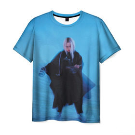 Мужская футболка 3D с принтом Billie Eilish в Тюмени, 100% полиэфир | прямой крой, круглый вырез горловины, длина до линии бедер | billie eilish | lovely | music | ocean eyes | pop | билли айлиш | девушка | музыка | океан | поп | эйлиш | элиш