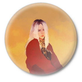 Значок с принтом Billie Eilish Sun в Тюмени,  металл | круглая форма, металлическая застежка в виде булавки | billie eilish | lovely | music | ocean eyes | pop | билли айлиш | девушка | музыка | океан | поп | эйлиш | элиш