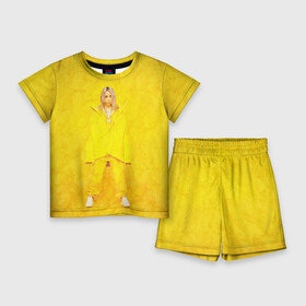 Детский костюм с шортами 3D с принтом Yellow Billie в Тюмени,  |  | billie eilish | lovely | music | ocean eyes | pop | билли айлиш | девушка | музыка | океан | поп | эйлиш | элиш