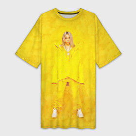 Платье-футболка 3D с принтом Yellow Billie в Тюмени,  |  | billie eilish | lovely | music | ocean eyes | pop | билли айлиш | девушка | музыка | океан | поп | эйлиш | элиш