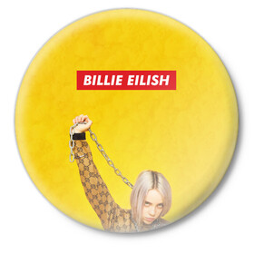 Значок с принтом Billie Eilish в Тюмени,  металл | круглая форма, металлическая застежка в виде булавки | billie eilish | lovely | music | ocean eyes | pop | билли айлиш | девушка | музыка | океан | поп | эйлиш | элиш