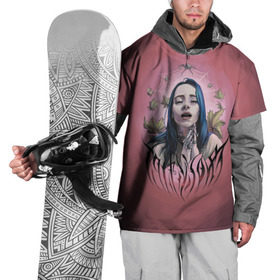 Накидка на куртку 3D с принтом Билли Эйлиш в Тюмени, 100% полиэстер |  | billie eilish | lovely | music | ocean eyes | pop | билли айлиш | девушка | музыка | океан | поп | эйлиш | элиш