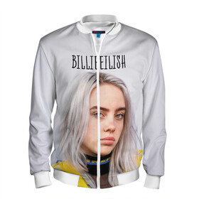 Мужской бомбер 3D с принтом BillieEilish в Тюмени, 100% полиэстер | застегивается на молнию, по бокам два кармана без застежек, по низу бомбера и на воротнике - эластичная резинка | billie eilish | lovely | music | ocean eyes | pop | билли айлиш | девушка | музыка | океан | поп | эйлиш | элиш