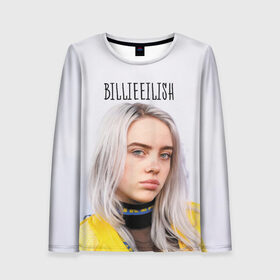 Женский лонгслив 3D с принтом BillieEilish в Тюмени, 100% полиэстер | длинные рукава, круглый вырез горловины, полуприлегающий силуэт | Тематика изображения на принте: billie eilish | lovely | music | ocean eyes | pop | билли айлиш | девушка | музыка | океан | поп | эйлиш | элиш