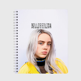 Тетрадь с принтом BillieEilish в Тюмени, 100% бумага | 48 листов, плотность листов — 60 г/м2, плотность картонной обложки — 250 г/м2. Листы скреплены сбоку удобной пружинной спиралью. Уголки страниц и обложки скругленные. Цвет линий — светло-серый
 | Тематика изображения на принте: billie eilish | lovely | music | ocean eyes | pop | билли айлиш | девушка | музыка | океан | поп | эйлиш | элиш