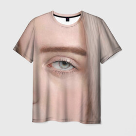 Мужская футболка 3D с принтом Ocean Eyes в Тюмени, 100% полиэфир | прямой крой, круглый вырез горловины, длина до линии бедер | billie eilish | lovely | music | ocean eyes | pop | билли айлиш | девушка | музыка | океан | поп | эйлиш | элиш