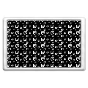 Магнит 45*70 с принтом Twitch в Тюмени, Пластик | Размер: 78*52 мм; Размер печати: 70*45 | black and white | game | gamer | logo | pattern | twitch | twitties | игры | логотип | паттерн | стрим | твитч | текстура | черно белый