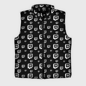 Мужской жилет утепленный 3D с принтом Twitch в Тюмени,  |  | black and white | game | gamer | logo | pattern | twitch | twitties | игры | логотип | паттерн | стрим | твитч | текстура | черно белый