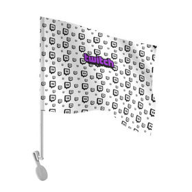 Флаг для автомобиля с принтом Twitch в Тюмени, 100% полиэстер | Размер: 30*21 см | Тематика изображения на принте: game | gamer | logo | pattern | twitch | twitties | игры | логотип | паттерн | стрим | твитч | текстура